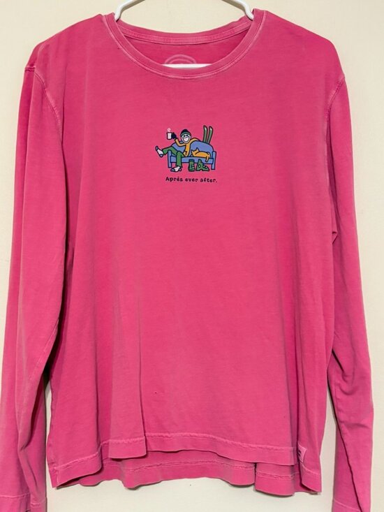 Life Is Good Tops - Women's Pink Life is Good Apres Ever After Long Sleeve T-Shirt Skiing Size Large